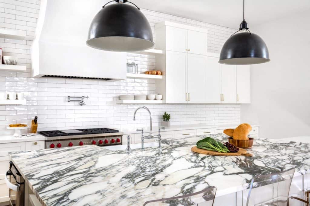 This Kitchen is Quiet on Color, But High on Sparkle, Texture and Light Thanks to Recycled Glass Countertops