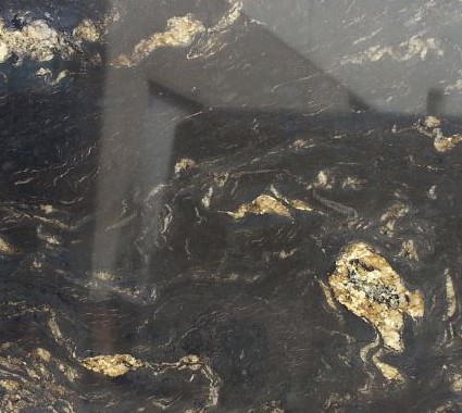 Black Cosmic granite slab displayed