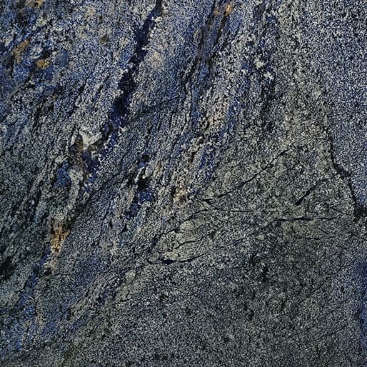 Blue Bahia quartzite slab displayed indoors