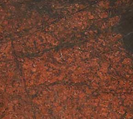 Red Dragon granite slab swatch displayed