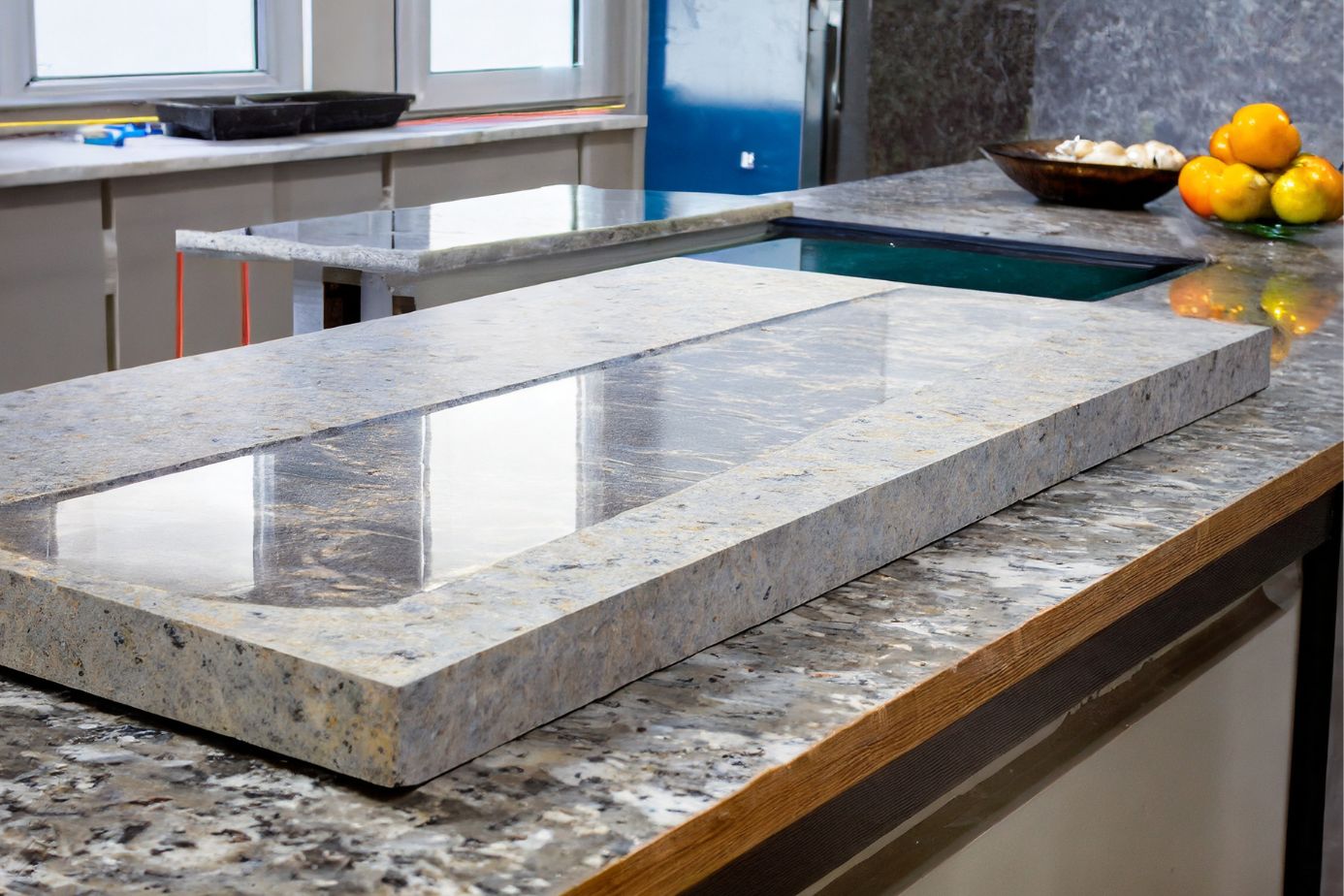 Prefabricated Granite Countertops - Kitchen counter with sink and countertop
