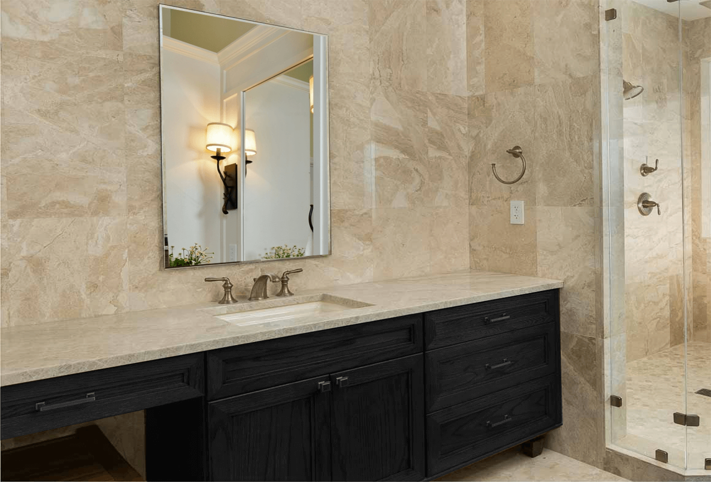 Taj Mahal Quartzite in bathroom