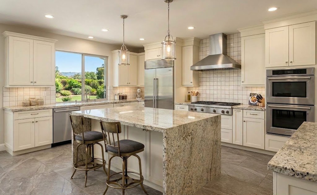 Kitchen with Giallo Ornamental granite countertops