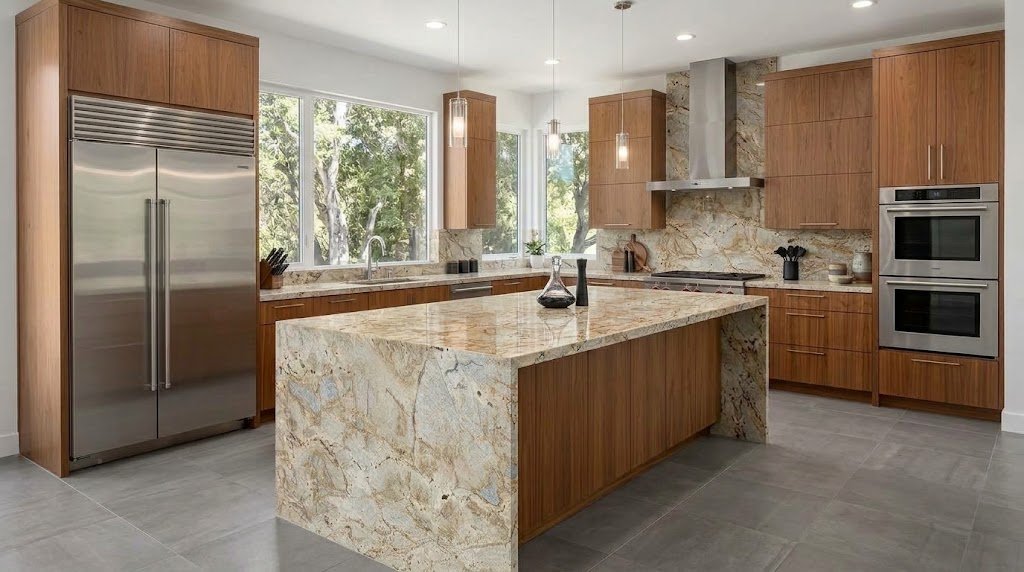 Kitchen with Golden Crystal granite countertops