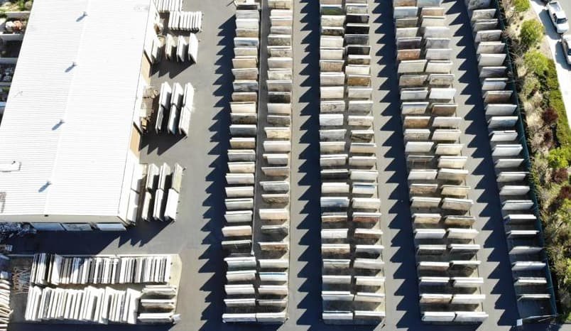 Aerial view of Brazilian Exotic Granite's San Marcos slab yard