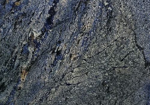 Blue Bahia quartzite slab displayed indoors