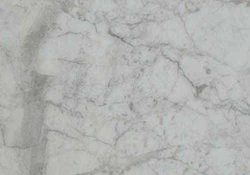 Grey Calacatta Vagli marble slab displayed